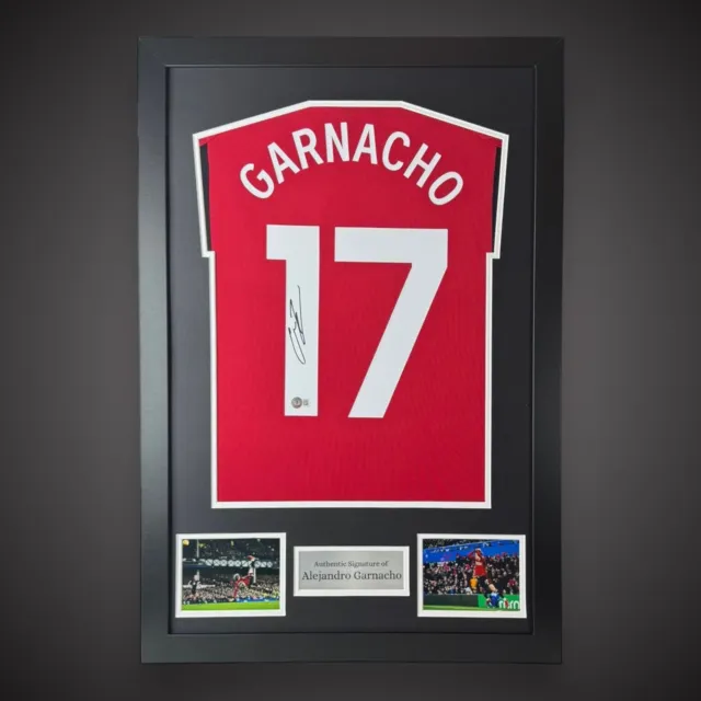 Alejandro Garnacho Hand Signed Manchester United Framed Shirt With COA £305