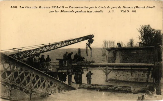 CPA Reconstruction par le Genie du pont de DAMERY (364175)