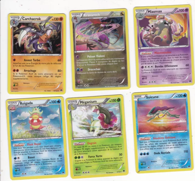 Lot x6 cartes POKEMON 2016 FR EX-NM HOLO Suicune (Holo) - 30/122 Kravarech...