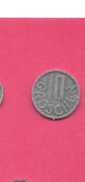 Austria Austrian Km2878 1982 Unc-Uncirculated Old  Alumnum I10 Groschen Coin