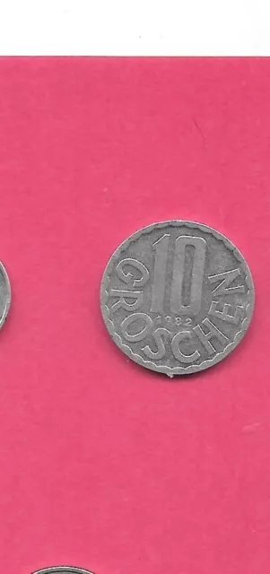 Austria Austrian Km2878 1982 Unc-Uncirculated Old  Alumnum I10 Groschen Coin