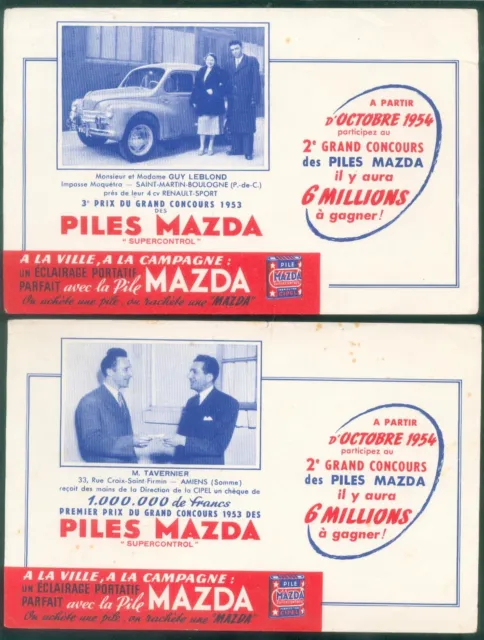 lot 2 BUVARDS - PILES MAZDA - GRAND PRIX CONCOURS 1953  4 CHEVAUX RENAULT-SPORT