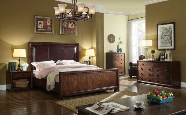Lit 2x Table de Chevet 3 Parties Chambre à Coucher Sets Luxe Design Lits Complet