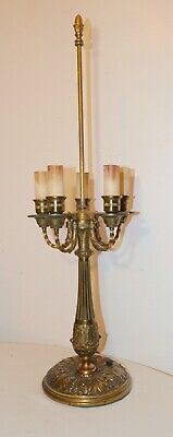 LARGE antique ORNATE gilt bronze VICTORIAN candelabra STYLE table lamp brass