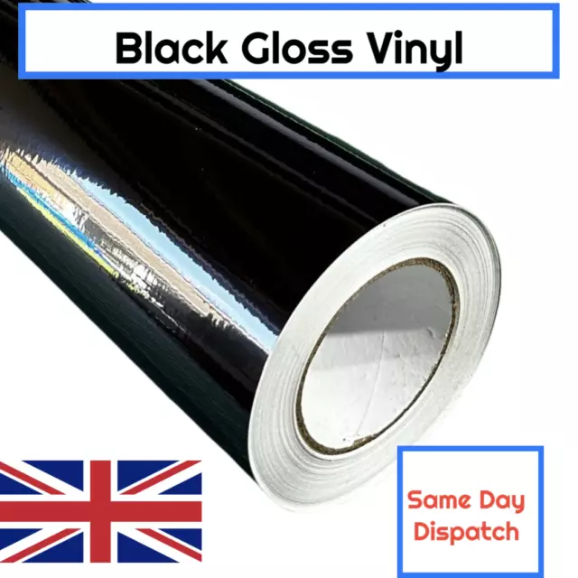 Premium High Black Gloss Vinyl Wrap Self Adhesive Back Plastic Air