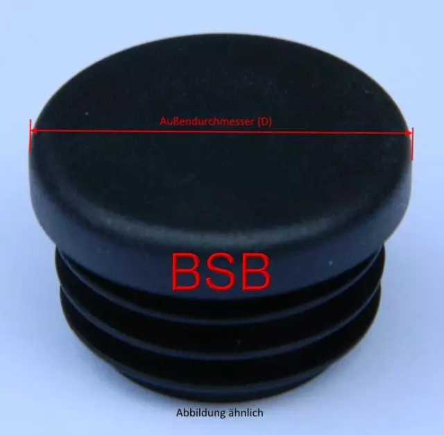 10 Stk. runde Endstopfen Lamellenstopfen Ø 60mm WS 3,2 - 5mm schwarz  Stopfen