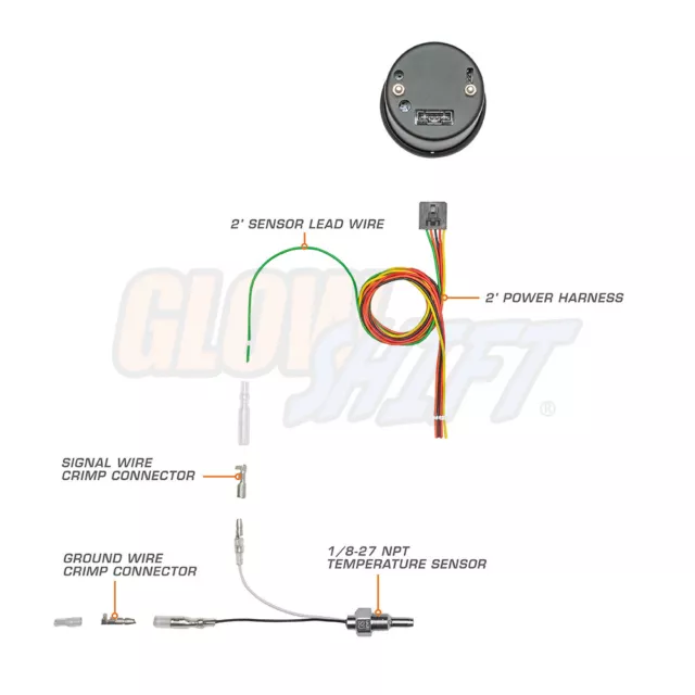 GlowShift 52mm 10 Color Digital Electronic Oil Temperature Temp Gauge w Sensor 2