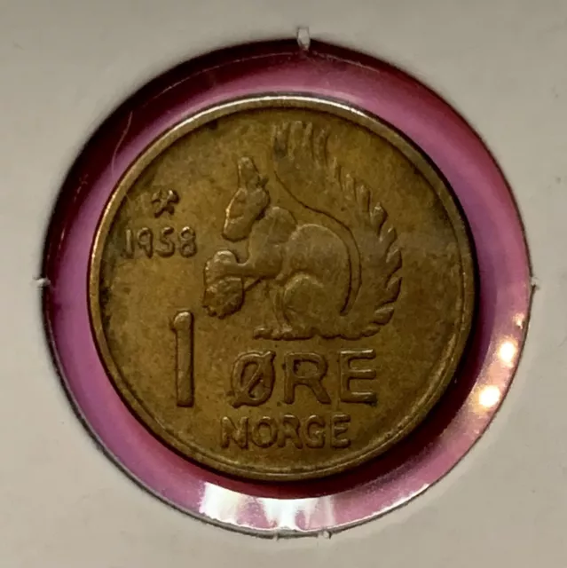 Norway 1 Ore 1958 Squirrel Animal Coin