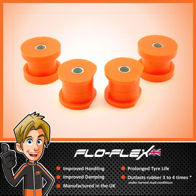 Floflex Polyurethane Rear Beam Mount Bushes – Ford Fiesta MK5 64mm – Orange, Lifetime Warranty