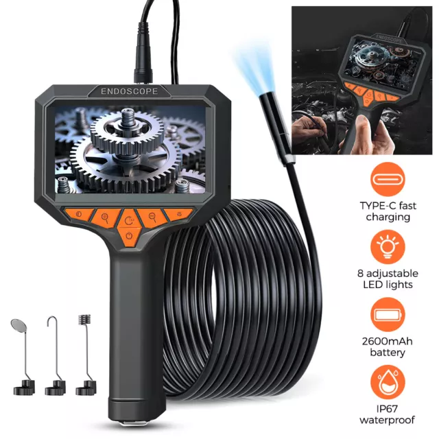 1080P HD 8MM 4.3" Industrial Endoscope Snake Borescope Inspection Camera LCD LED