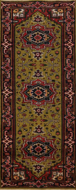 Classic Luxury Hand-Knotted Heriz Serapi Indian Runner Rug for Hallway 3x8 ft.