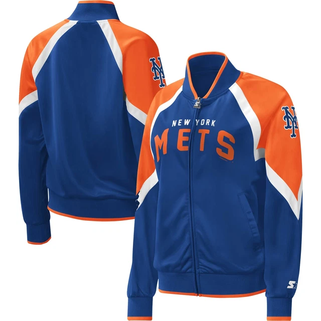Women's Starter Royal New York Mets Touchdown Raglan Full-Zip Track Jacket