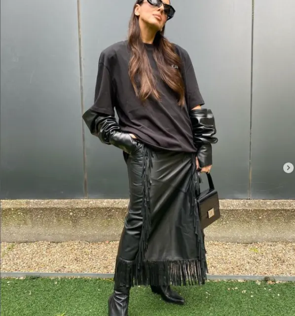Zara Bnwt 2024. Black Leather Skirt Fringed Limited Edition Pockets. 5479/330