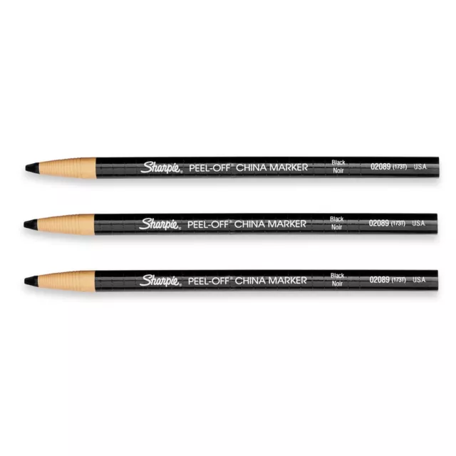 Sharpie Chinagraph Black China Marker Pencils - Pack Of 3