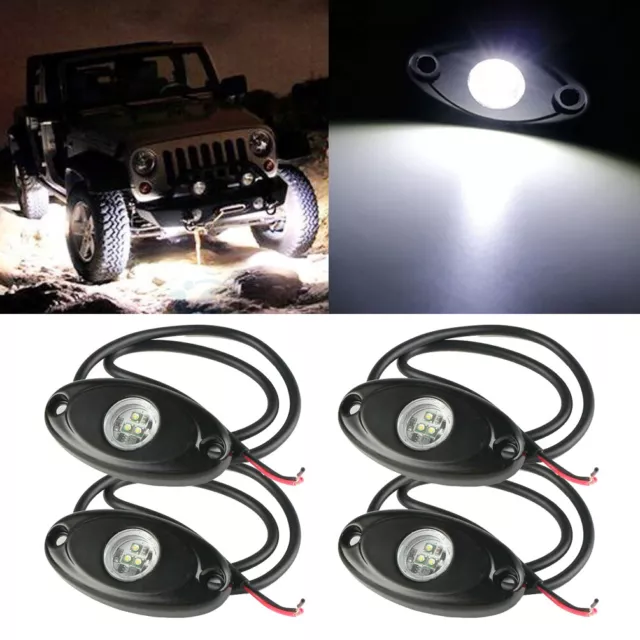 4x 9W 2" White LED Rock Light Bar Wheel RV For Jeep Truck SUV Off-Road Boat