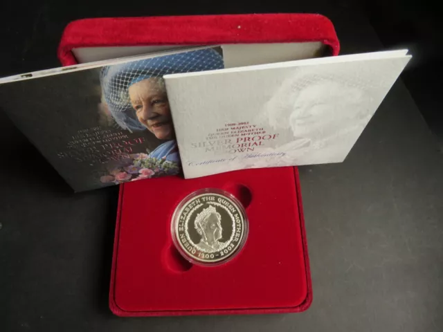 2002 Silver Proof Memorial Crown Queen Elizabeth The Queen Mother Boxed And COA