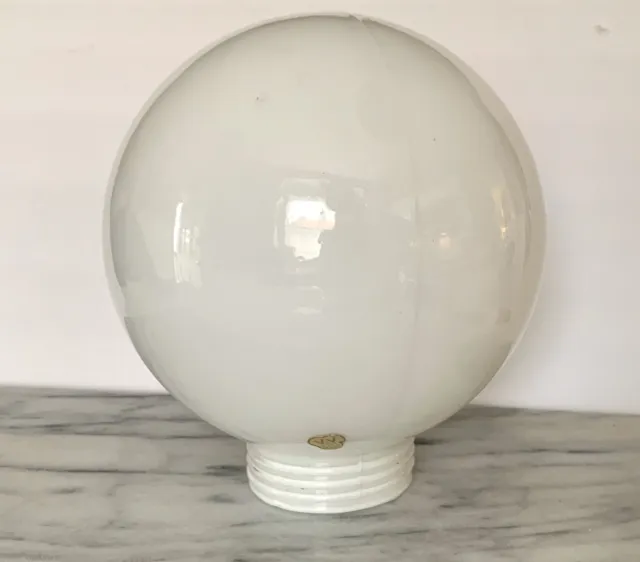 Vianne VV MADE IN FRANCE MCM Rounded Glass White Lamp Light Bulb Shade Vintage