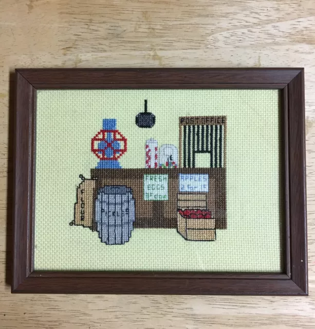 DE COLECCIÓN ARTE POPULAR AMERICANO Cuadrado a mano enmarcado cosido a mano TIENDA DE PAÍS
