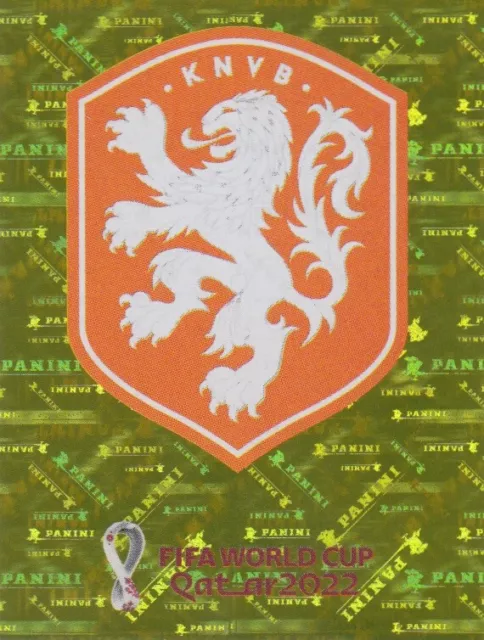 Panini Sticker Fußball WM 2022 NED 2: Netherlands Logo / Wappen Glitzer Bild