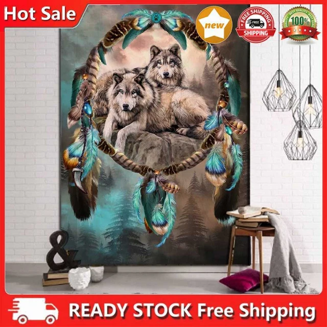 Tapiz colgante de pared para dos lobos