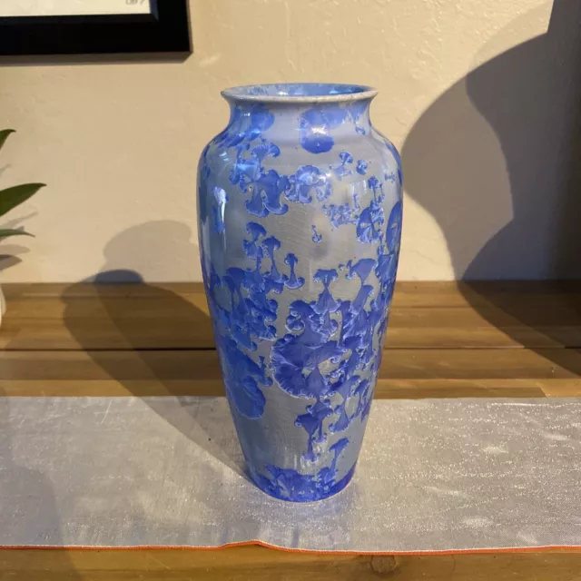 Ray West 1998 Crystalline Vase Blue Incredibly Beautiful Pottery
