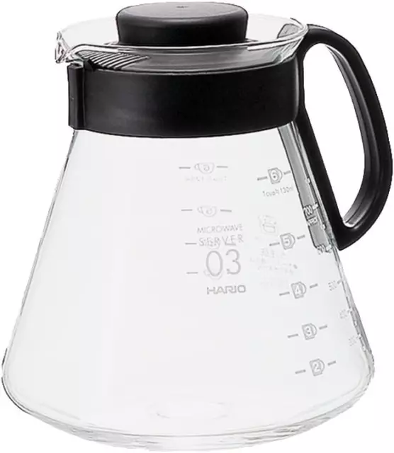 Hario V60 Glass Range Coffee Server Pour Over Carafe Microwave Safe 800mL, Black