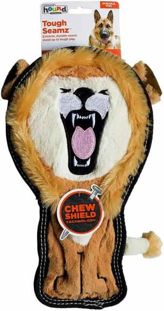 Tough Seamz Lion - Durable Squeaker Dog Plush Toy By Outward Hound - Medium