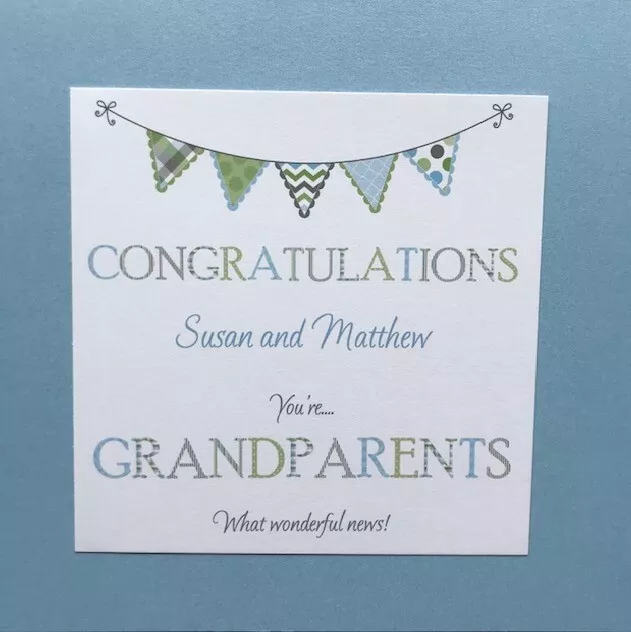 Personalised New Baby Boy Grandson Card - Birth Of Grandchild - Grandparents