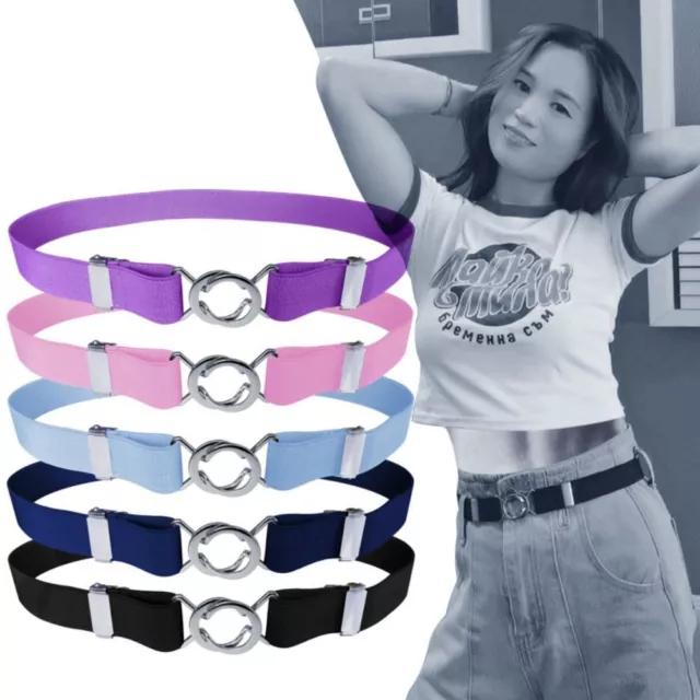 Alloy Buckle Women Skinny Elastic Belt Cummerbunds Men Pants Belt