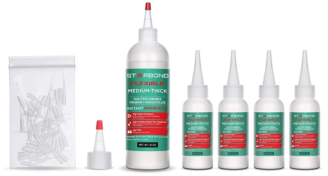 KEG-500 Flexible Medium Thick, Premium CA - Super Glue Plus Extra Bottles, Caps,