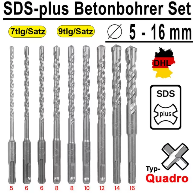 SDS-plus Betonbohrer Set 7/9tlg Bohrer Steinbohrer Bohrerset Hammerbohrer 5-16mm