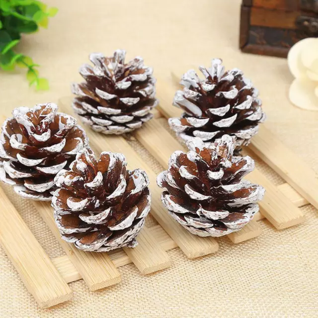 8x Pine Cones Christmas Wreath Making Supplies DIY Pinecone Décor Nature Frosted