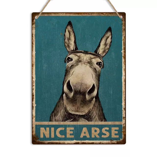 Nice Arse Donkey Head Retro Bathroom Metal Sign Funny WC Nice Ass Toilet Plaque