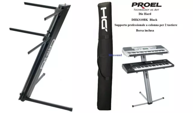 PROEL DHKS10BK STAND PROFESSIONALE x TASTIERA supporto 2 tastiere doppio braccio