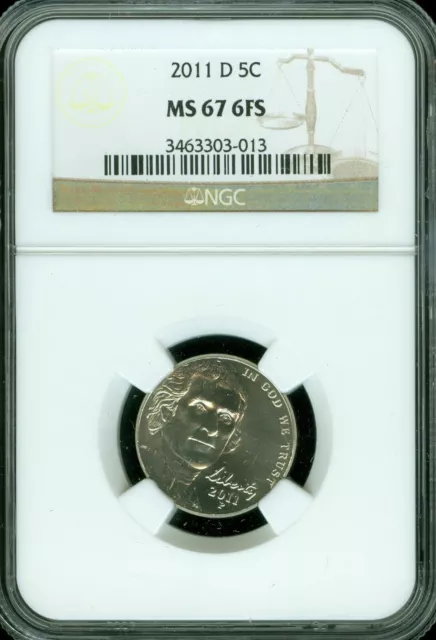 2011 D Jefferson Nickel Ngc Ms67 Fs 2Nd Finest Registry Only 5 Finer *