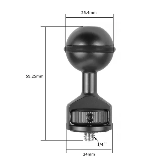 Diving Cold Shoe Base 1 Inch Ball Mount Head Adjustable Adapter for Camera
