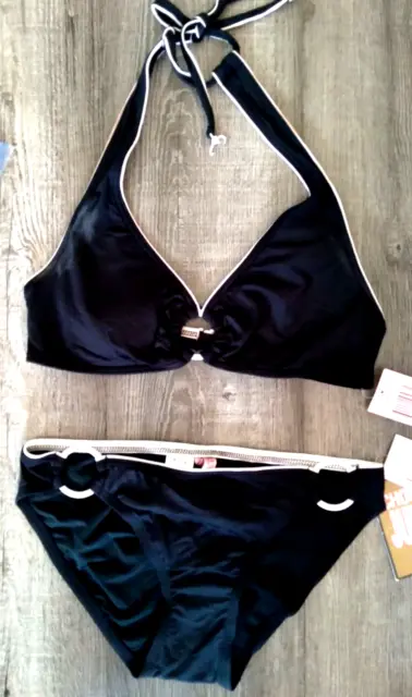 NWT Juicy Couture Black Halter Ring Side Bikini Swimsuit Small S