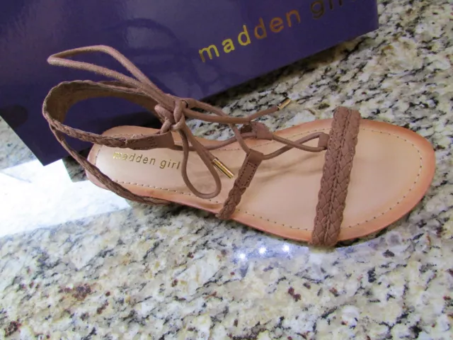 New Madden Girl Torren Strappy Lace Up Wedge Sandals Womens 8.5  Free Ship