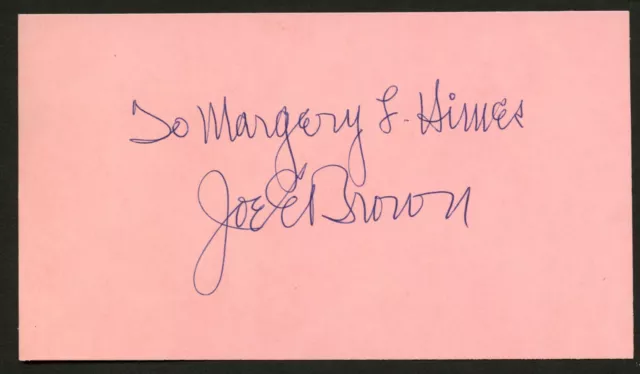 Joe E Brown d1973 signed autograph 3.5x6.5 cut Comedian & Actor Alibi Ike AB1073