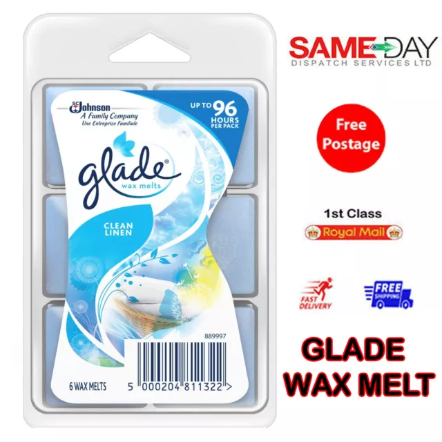 1 X Glade Clean Linen Wax Melts Home Room Candle Burner Refill Fragrance 66G