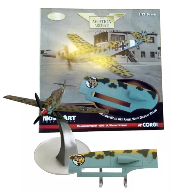 Bf 109E, " Negro 20.3cm Werner Schroer, 1941 Nariz Arte Panel Corgi US32106 1/72