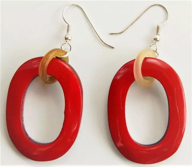 Clearance - HANDMADE ORGANIC BUFFALO HORN LACQUER JEWELRY EARRING 1 PAIR
