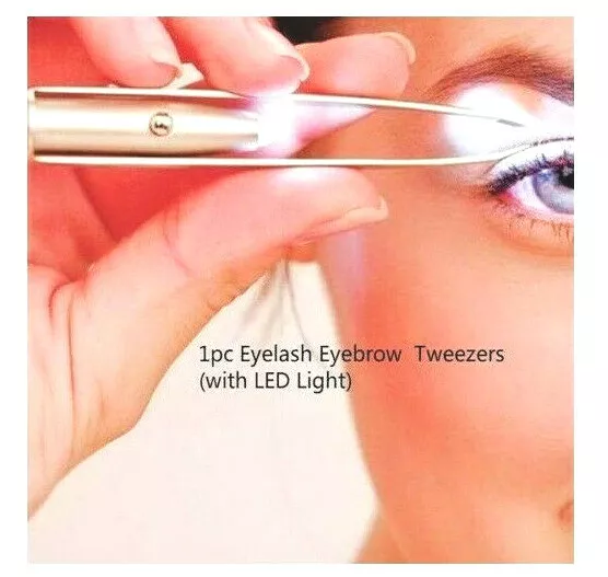 LED Light Up Tweezers Stainless Steel Make Up Tool Eyelash Eyebrow Hair Removal