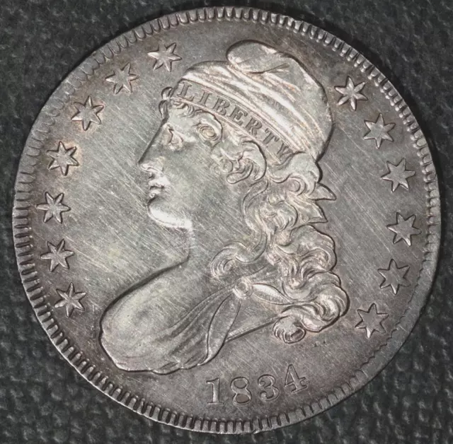 1834 Capped Bust Half Dollar, XF Details, Cleaned, SD, SS, SL