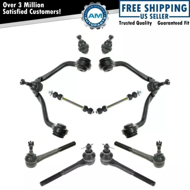 10 Piece Steering & Suspension Kit Control Arms Tie Rods Sway Bar End Links New