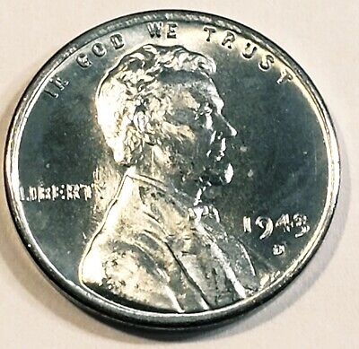 1943-D, Lincoln Wheat Cent Penny Beautiful Steel, B U, Choice Nice From OBW Roll