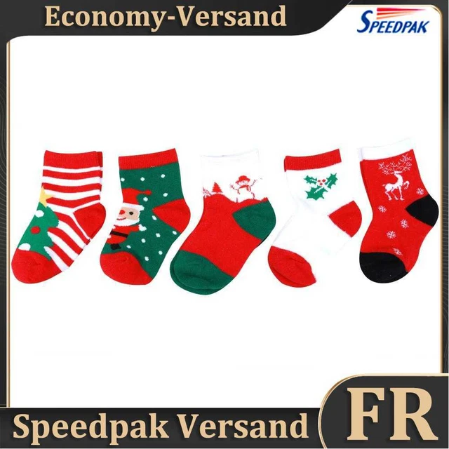 5 Pairs Snowflake Deer Printed Cotton Socks Baby Kids Socks Christmas Gift Hot