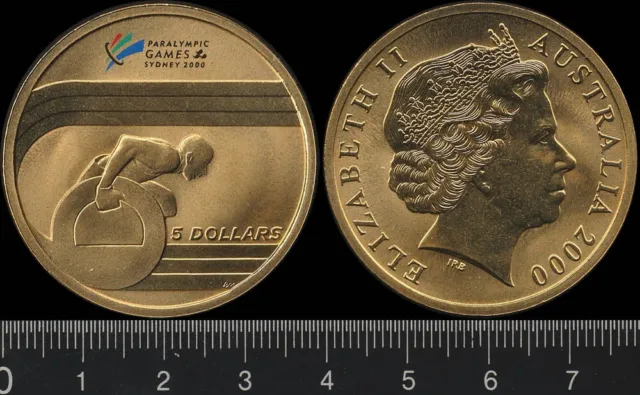 Australia: 2000 $5 Queen Elizabeth II Paralympic Games Sydney Five Dollars coin