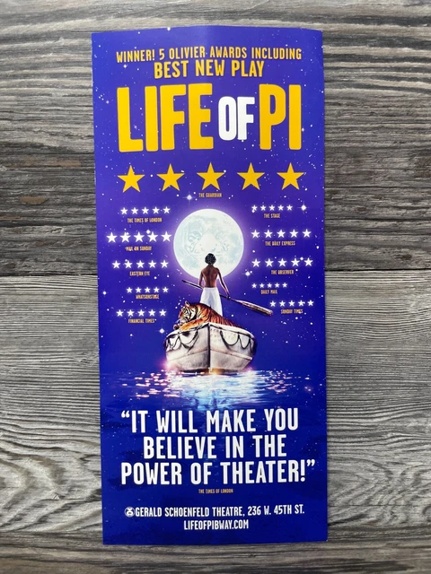 Life Of Pi , Flyers, Gerald Schoenfeld Theatre