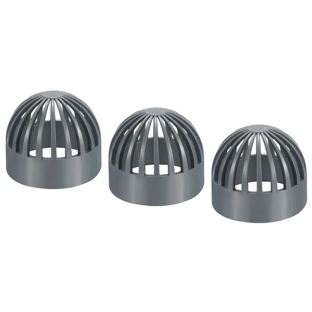 3Pcs 3" Atrium Grate Cover Round Outdoor UPVC Sewer Drain Pipe Fitting Gray